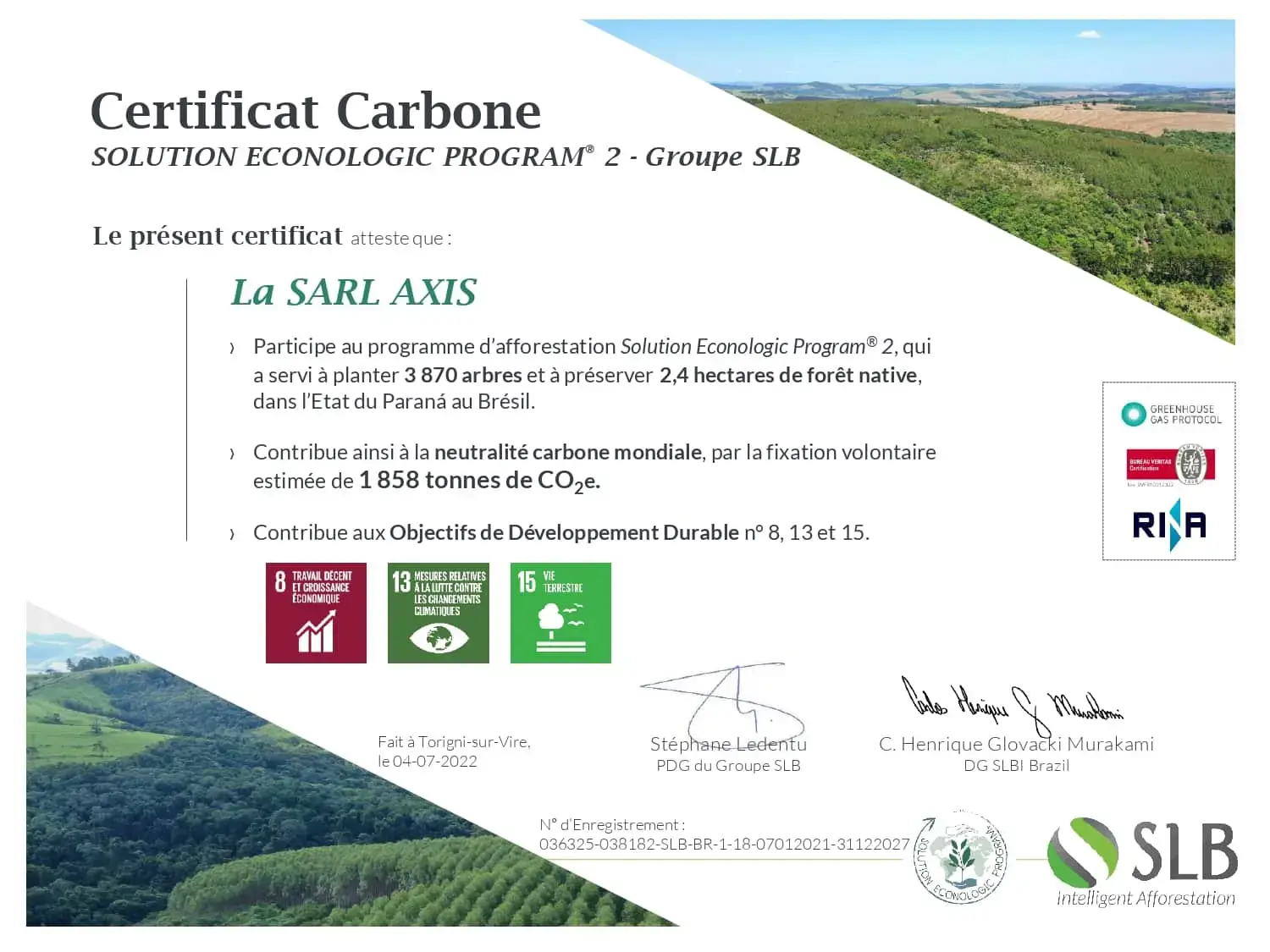 certificat carbone